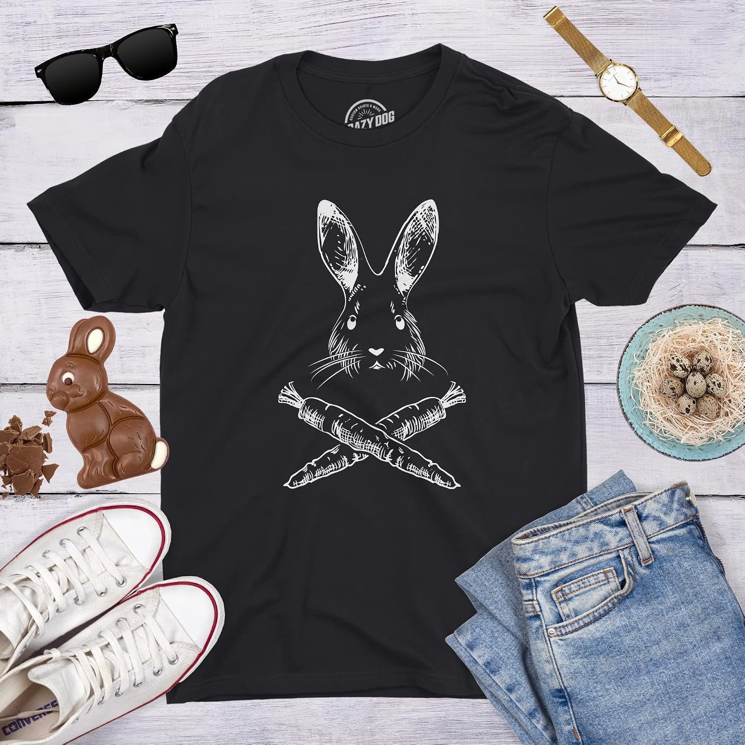 image:imageJolly Roger Easter Funny Bunny Skull Crossbones Egg Hunt T ShirtBlack