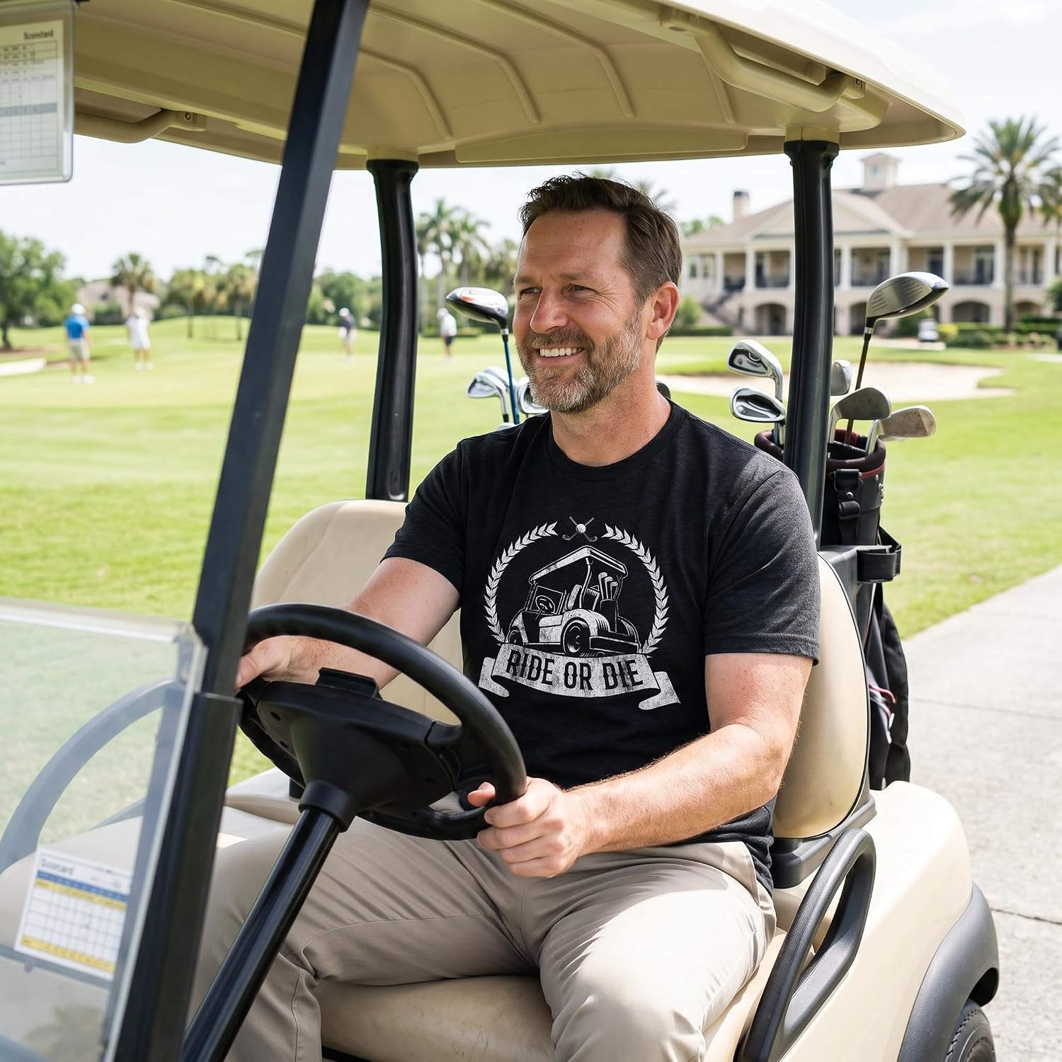 image:imageMens Always Wash Your Balls Funny Golf Fathers Day Golfer Tee GreenHeather Black Ride Or Die