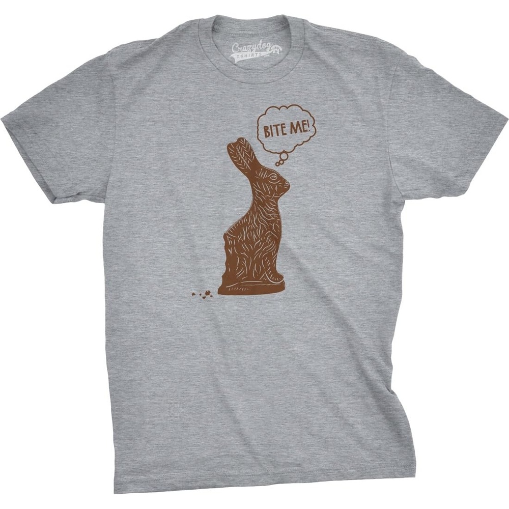 image:imageEaster Bunny Graphic Novelty Humor Funny T Shirts for MenLight Heather Grey Bite Me