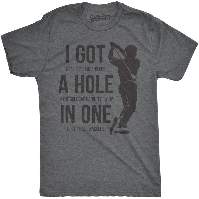 image:imageGolfing with Sarcastic Sayings Golf Funny Hilarious Mens T ShirtsDark Heather Grey Hole in One