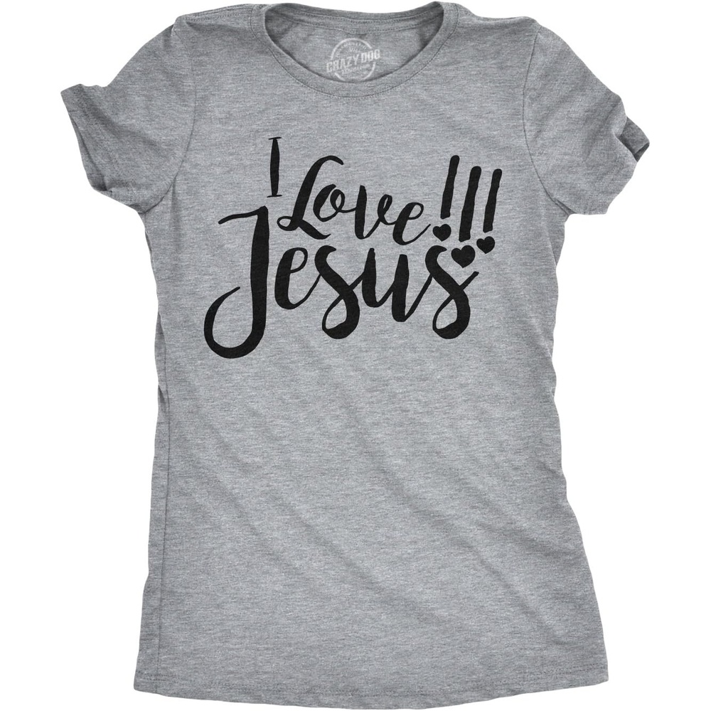 image:imageI Love Jesus Cute Religious Christian Easter Shirt for WomenLight Heather Grey
