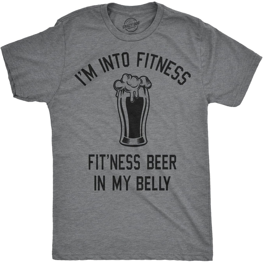 image:imageIm Into Fitness Fitting This Beer in My Belly T Shirts for MenDark Heather Grey