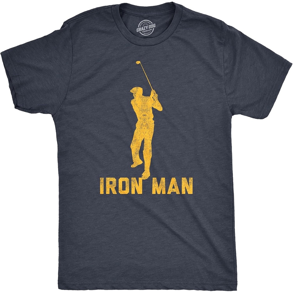 image:imageMens Always Wash Your Balls Funny Golf Fathers Day Golfer Tee GreenHeather Navy Iron Man