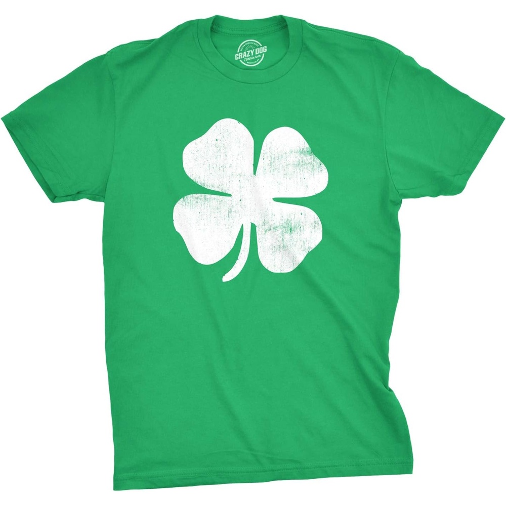 image:imageMens Saint Patricks T Shirt Funny Irish Tees Cool Party TeesHeather Green Four Leaf Clover