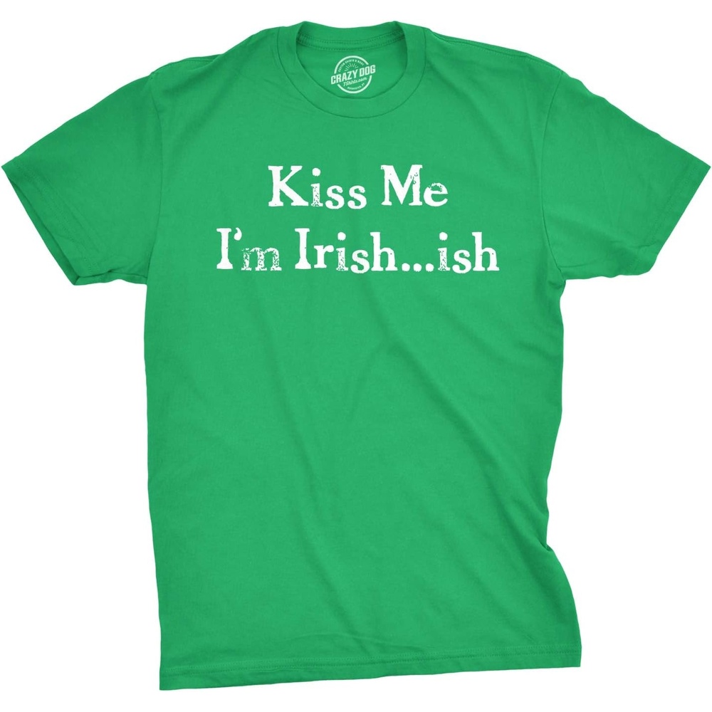 image:imageMens Saint Patricks T Shirt Funny Irish Tees Cool Party TeesHeather Green Kiss Me