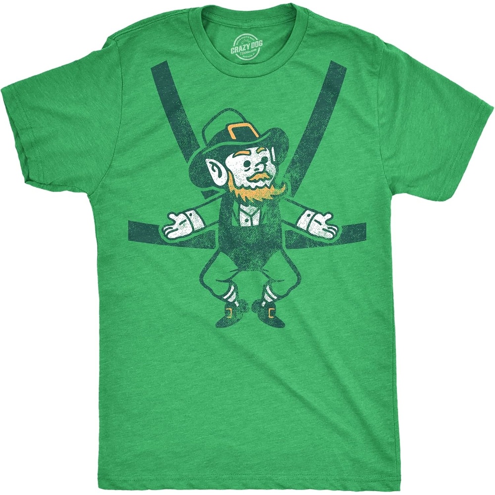 image:imageMens Saint Patricks T Shirt Funny Irish Tees Cool Party TeesHeather Green Leprechaun Harness