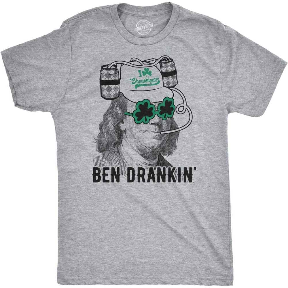 image:imageMens Saint Patricks T Shirt Funny Irish Tees Cool Party TeesLight Heather Grey Ben Drankin