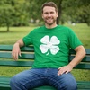 Mens Saint Patricks T Shirt Funny Irish Tees Cool Party Tees(Heather Green – Four Leaf Clover)