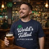 Mens Saint Patricks T Shirt Funny Irish Tees Cool Party Tees(Heather Navy – Tallest Leprechaun Multicolor)