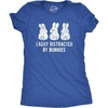 Easily Distracted By Bunnies Rabbit Party Easter Shirt for Women(Heather Royal)