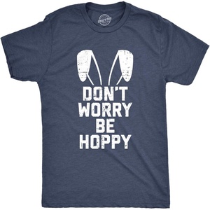 Easter Bunny Graphic Novelty Humor Funny T Shirts for Men(Heather Navy – Be Hoppy)