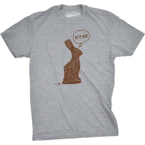 Easter Bunny Graphic Novelty Humor Funny T Shirts for Men(Light Heather Grey – Bite Me)