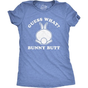 Guess What Bunny Butt Sunday for Egg Easter Funny Shirt for Women(Light Heather Blue)