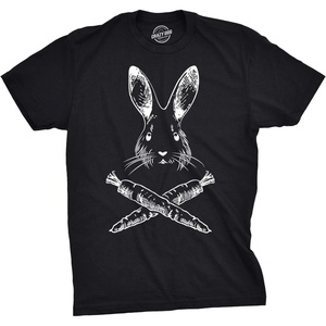 Jolly Roger Easter Funny Bunny Skull Crossbones Egg Hunt T Shirt(Black)