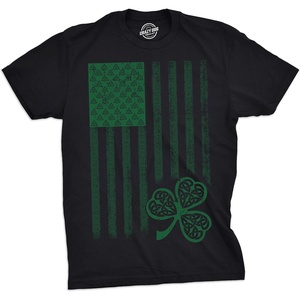 Mens Saint Patricks T Shirt Funny Irish Tees Cool Party Tees(Heather Black – Celtic Flag)