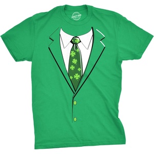 Mens Saint Patricks T Shirt Funny Irish Tees Cool Party Tees(Heather Green – Irish Tuxedo)
