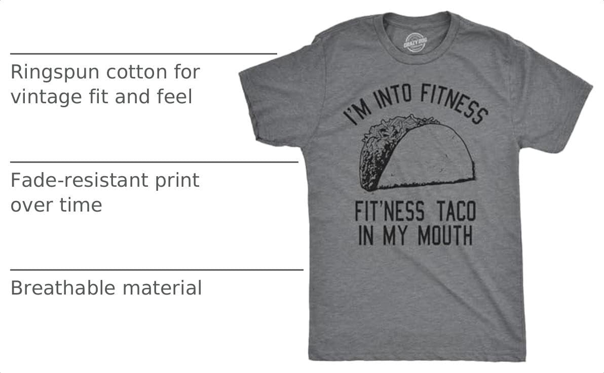 image:imageMens Fitness Taco Funny T Shirt Sarcastic Gym Tee for GuysDark Heather Grey