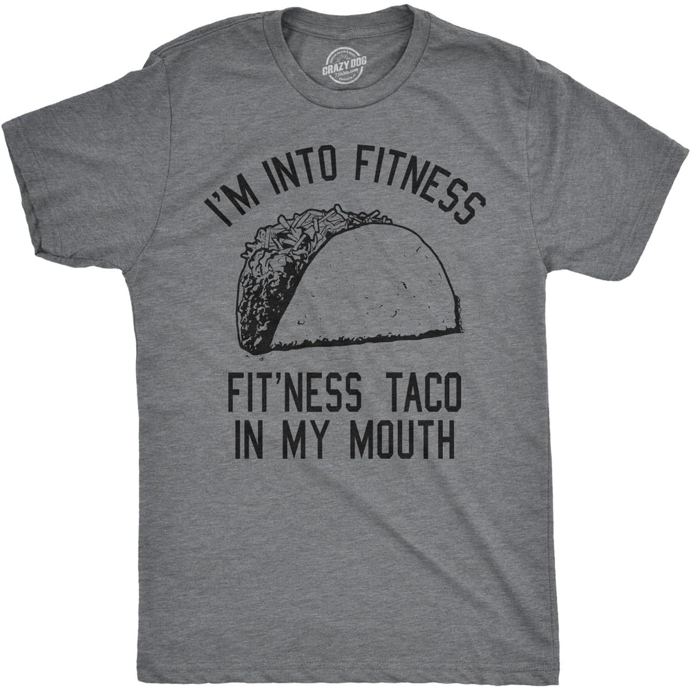 image:imageMens Fitness Taco Funny T Shirt Sarcastic Gym Tee for GuysDark Heather Grey