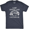 Mens T Shirt Camp Crystal Lake 1980 Vintage Camping Movie Tee(Heather Navy)