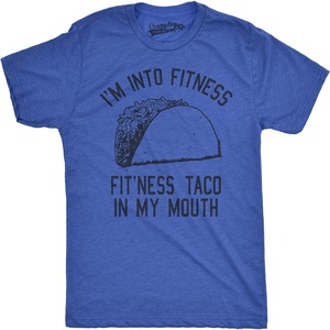 Mens Fitness Taco Funny T Shirt Sarcastic Gym Tee for Guys(Heather Royal)