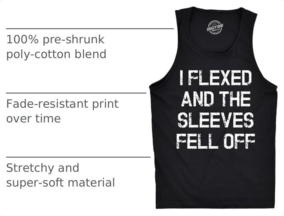 image:imageMens I Flexed and The Sleeves Fell Off Funny Workout Gym Tank TopBlack