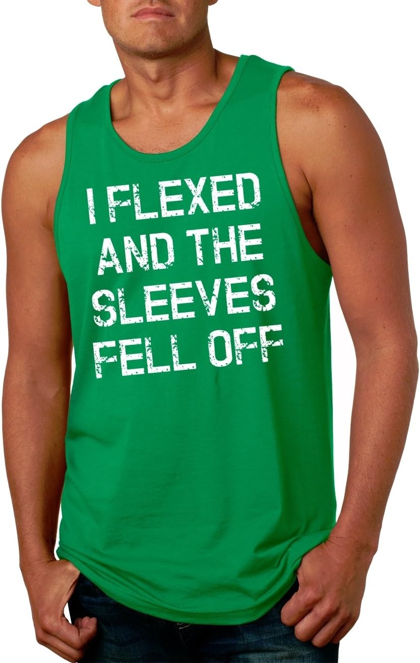 image:imageMens I Flexed and The Sleeves Fell Off Funny Workout Gym Tank TopGreen