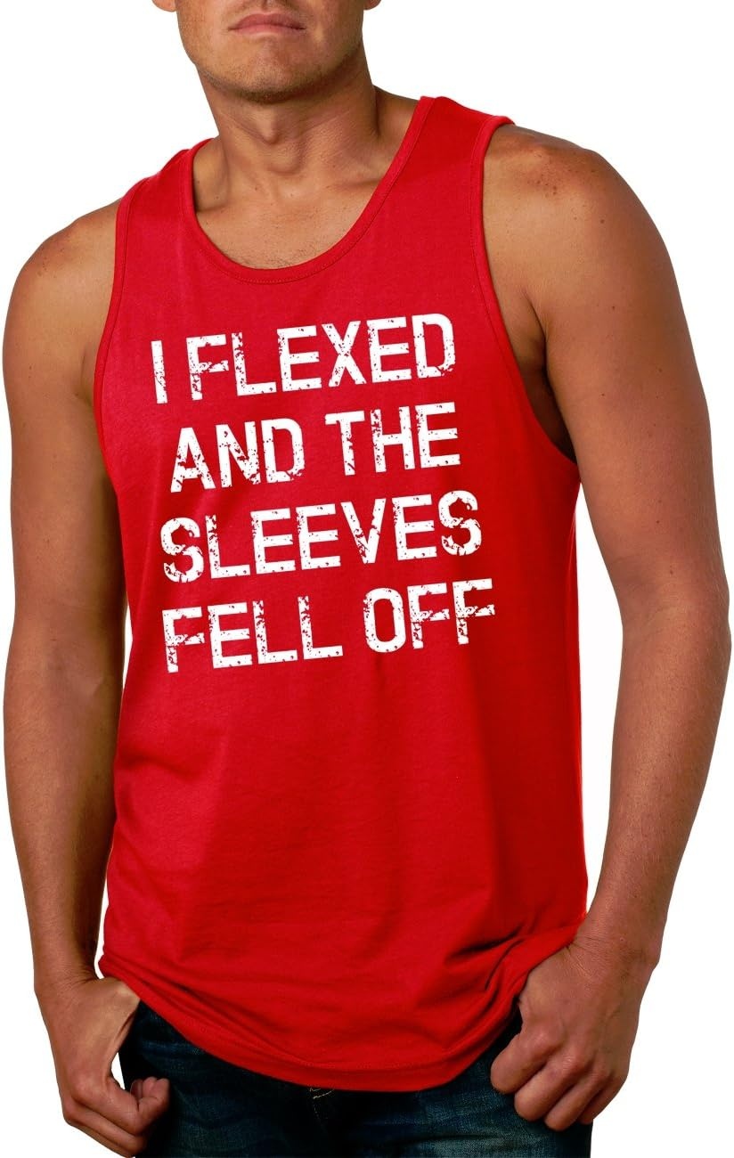image:imageMens I Flexed and The Sleeves Fell Off Funny Workout Gym Tank TopRed