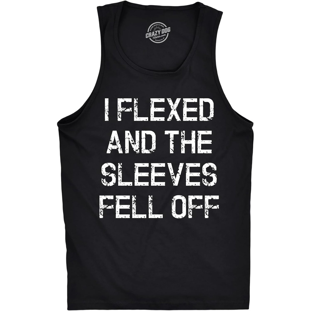 image:imageMens I Flexed and The Sleeves Fell Off Funny Workout Gym Tank TopBlack