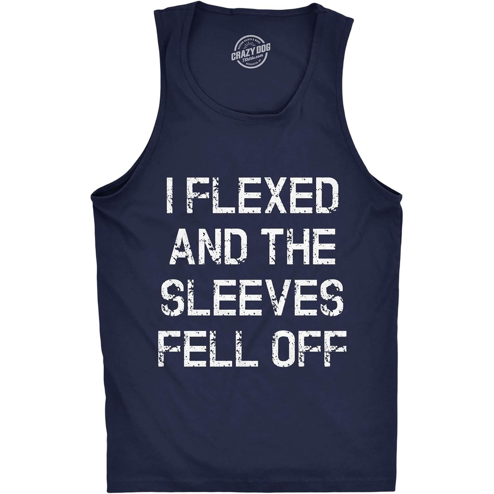 image:imageMens I Flexed and The Sleeves Fell Off Funny Workout Gym Tank TopNavy