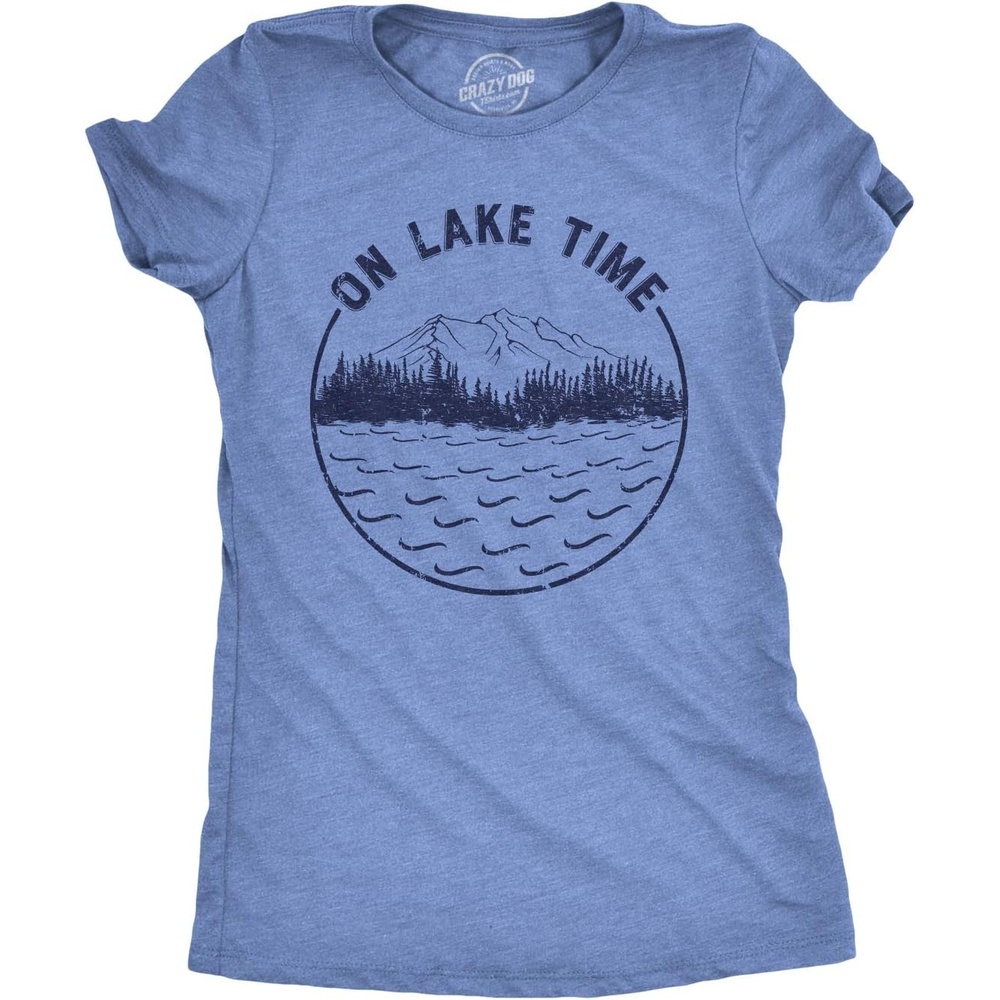 image:imageOn Lake Time Summer Vacation Outdoors Funny T Shirt for WomenHeather Light Blue