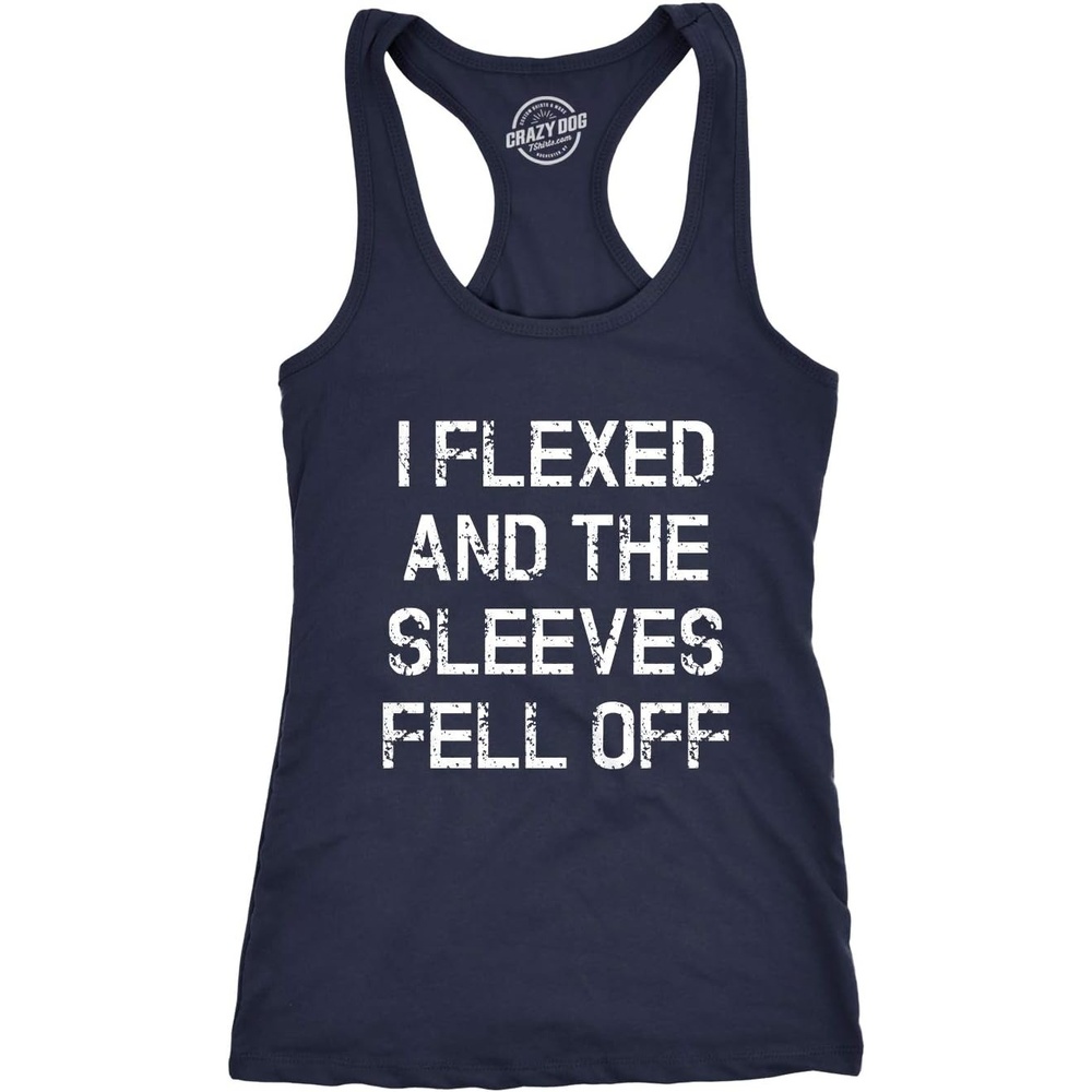 image:imageWomens I Flexed and The Sleeves Fell Off Funny Tank TopNavy