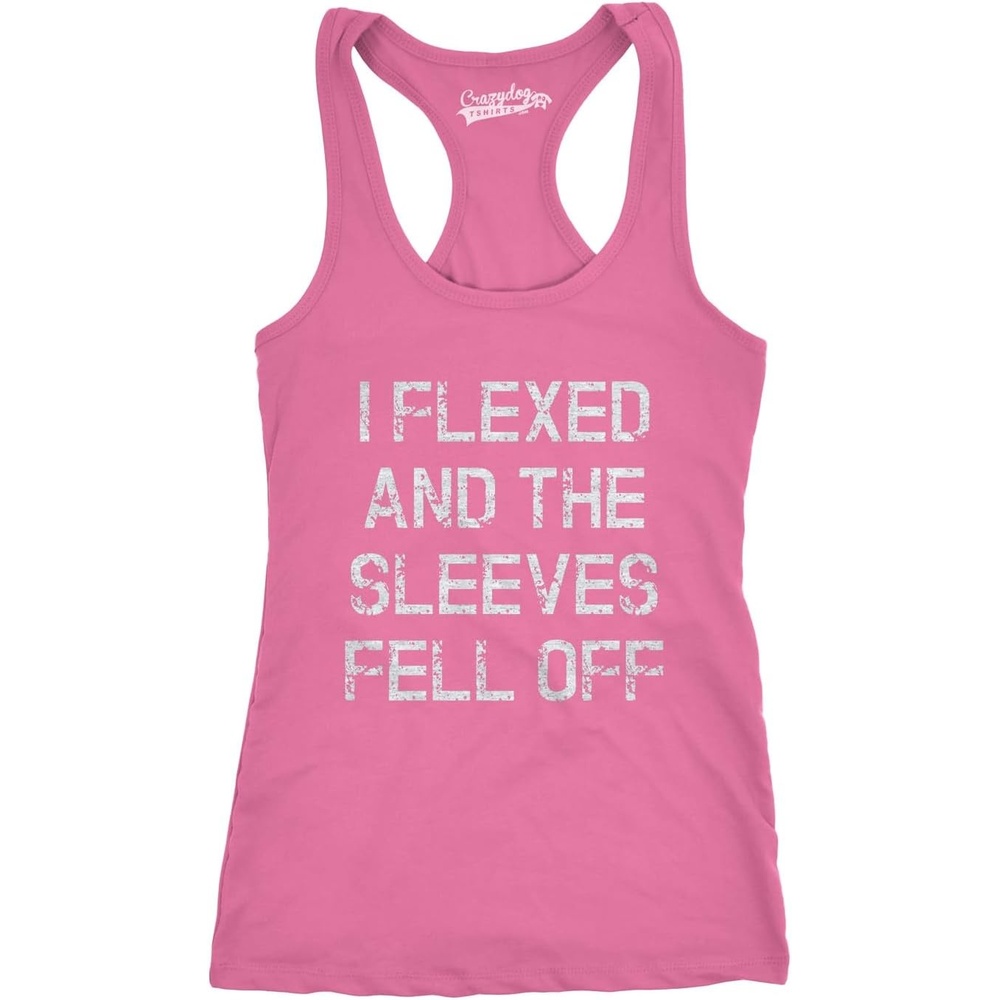 image:imageWomens I Flexed and The Sleeves Fell Off Funny Tank TopPink