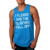 Mens I Flexed and The Sleeves Fell Off Funny Workout Gym Tank Top(Turquoise)