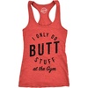 I Only Do Butt Stuff At The Gym Workout Top T Shirt for Women(Heather Red)