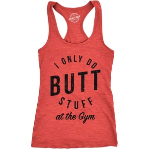 I Only Do Butt Stuff At The Gym Workout Top T Shirt for Women(Heather Red)