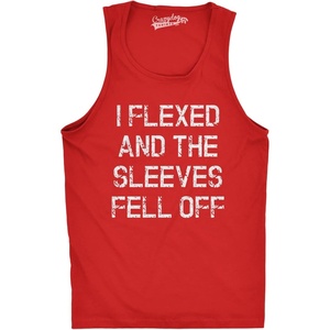 Mens I Flexed and The Sleeves Fell Off Funny Workout Gym Tank Top(Red)