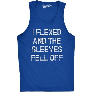 Mens I Flexed and The Sleeves Fell Off Funny Workout Gym Tank Top(Royal)