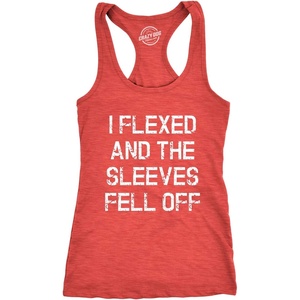 Womens I Flexed and The Sleeves Fell Off Funny Tank Top(Red)