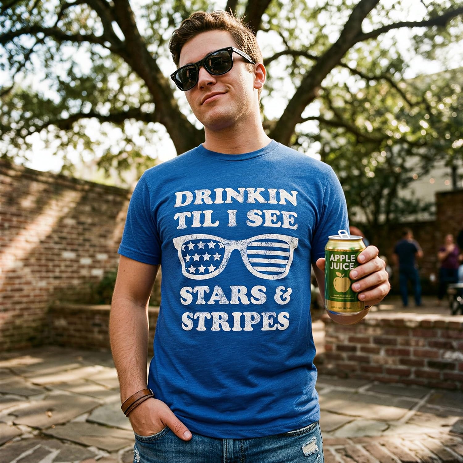image:imageDrinkin Til I See Stars and Stripes Fourth of July Shirts for MenHeather Royal