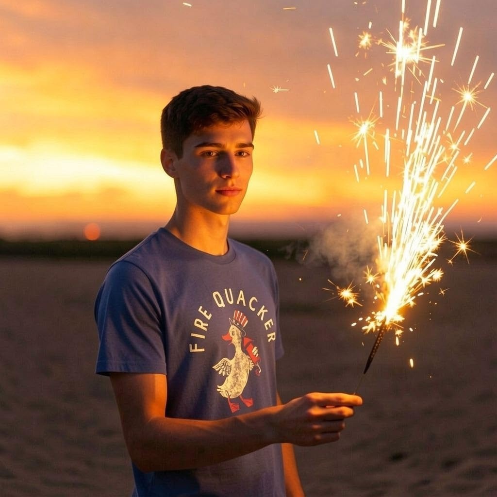 image:imageFire Quacker Fourth of July Duck Fireworks Funny T Shirts for MenHeather Royal