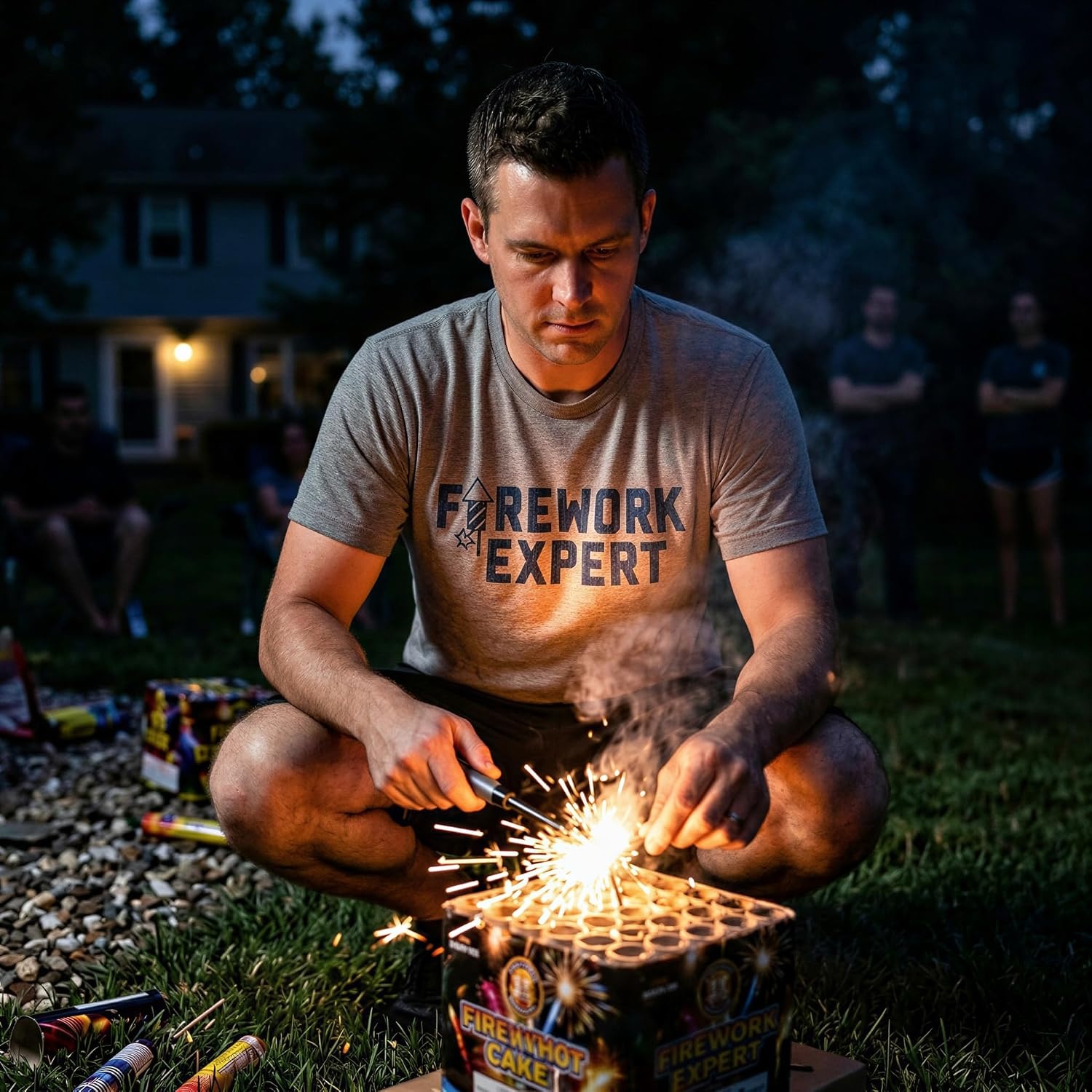 image:imageFirework Fourth of July Firecracker Humor Funny T Shirts for MenDark Heather Grey Expert