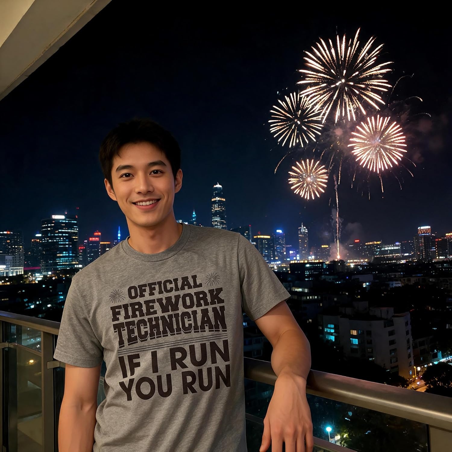 image:imageFirework Fourth of July Firecracker Humor Funny T Shirts for MenDark Heather Grey Firework Technician