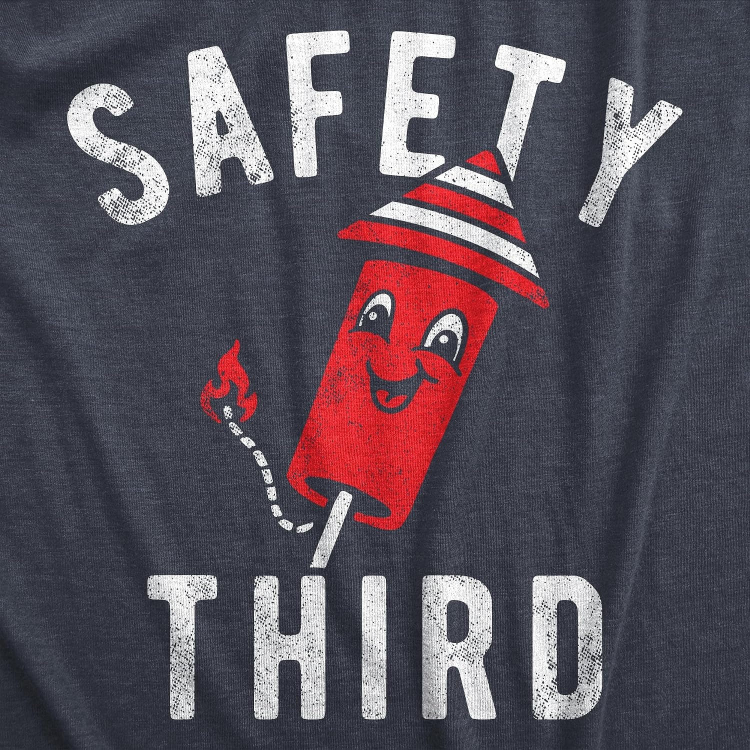 image:imageFirework Fourth of July Firecracker Humor Funny T Shirts for MenHeather Navy Safety Third