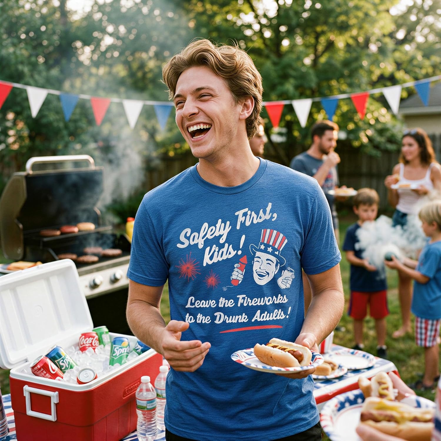 image:imageFunny Safety First Leave Fireworks to Drunks 4th of July TShirts