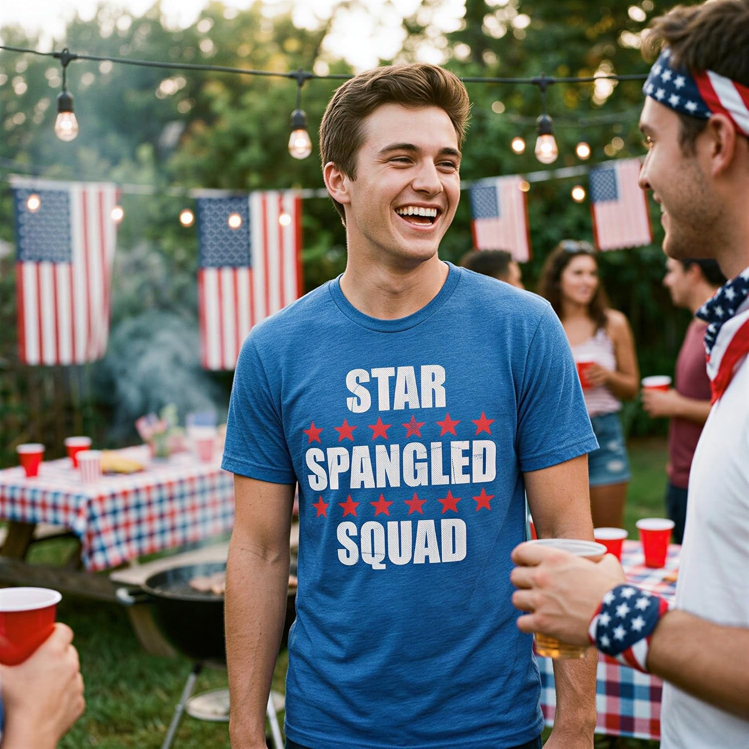 image:imageMens Funny T Shirts Star Spangled Squad 4th of July Tee for Men