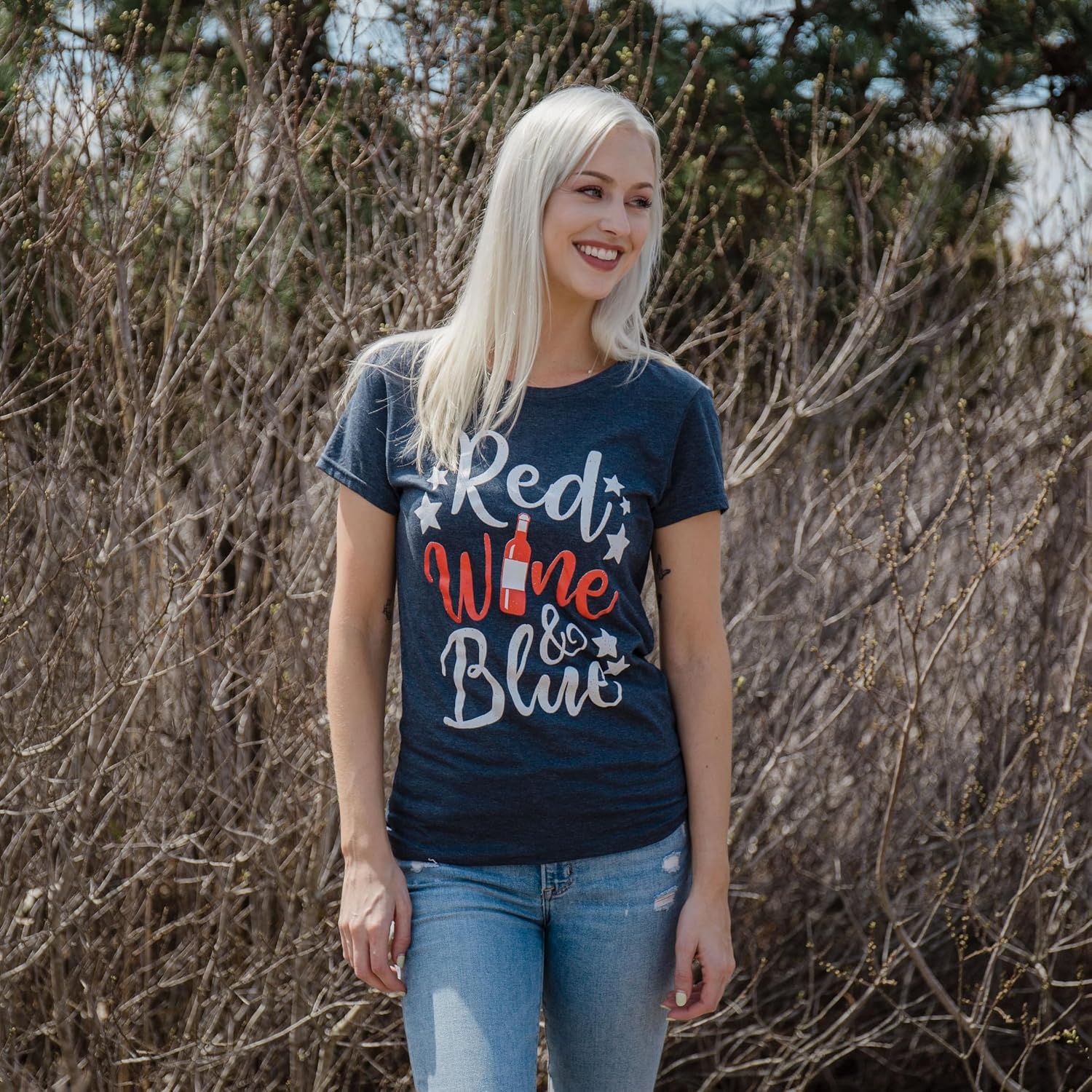 image:imagePatriotic on Independence Day 4th of July Funny T Shirt for WomenHeather Navy Red Wine Blue