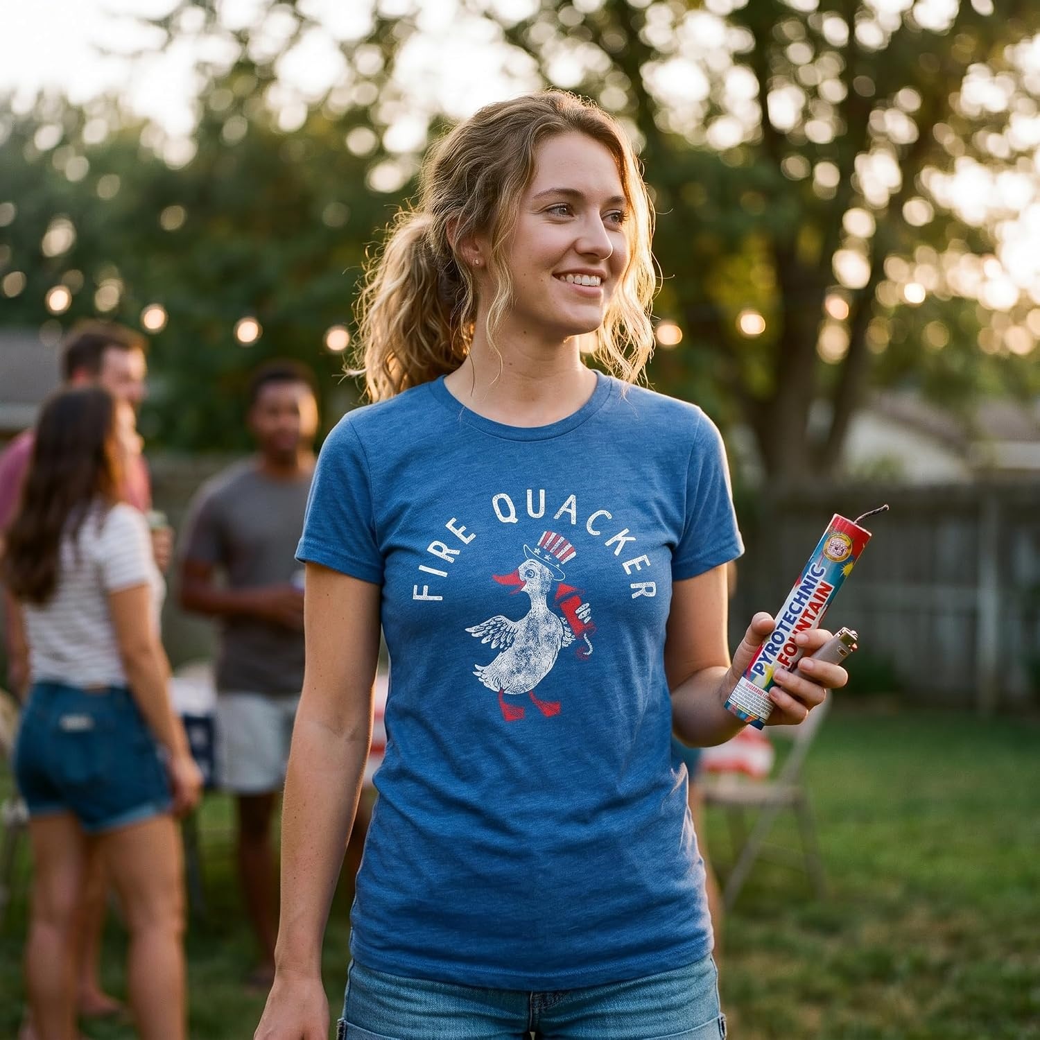 image:imagePatriotic on Independence Day 4th of July Funny T Shirt for WomenHeather Royal Fire Quacker