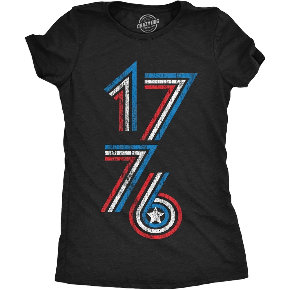 image:image1776 Stripes Awesome 4th of July Funny Graphic T Shirt for WomenHeather Black 1776 Stripes