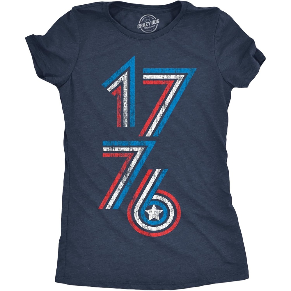 image:image1776 Stripes Awesome 4th of July Funny Graphic T Shirt for WomenHeather Navy 1776 Stripes