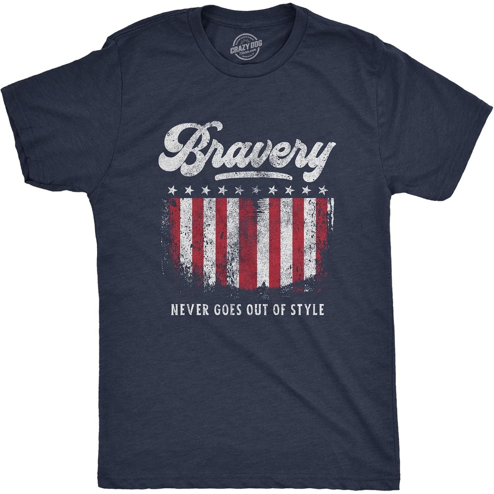 image:imageBravery Never Goes Out of Style Military Funny T Shirts for MenHeather Navy